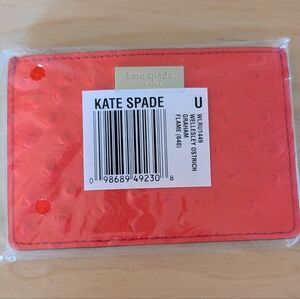 NWT Kate Spade Wellesley Ostrich Card Case In Color Flame 640